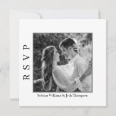 シンプル白黒フォトQRコードウェブサイトRSVP 招待状 (正面)