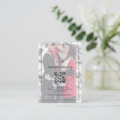 シンプル白黒フォトQRコード結婚 エンクロージャーカード (スタンド正面)