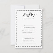 シンプル白黒フレお洒落ーム結婚 出欠カード (正面)