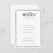 シンプル白黒フレお洒落ーム結婚 出欠カード (正面/裏面)