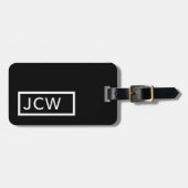 シンプル白黒フレームはっきりしたモノグラム ラゲッジタグ (正面横)