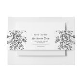 シンプル白黒フローラ手製石鹸ラベル 招待状ベリーバンド (正面例)