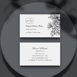 シンプル白黒フローラ手製石鹸 名刺