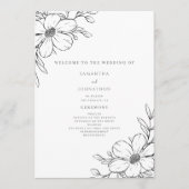 シンプル白黒フローラ結婚の プログラム (正面)