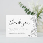 シンプル白黒フローラ結婚ズ サンキューカード (スタンド正面)