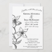 シンプル白黒フローラ 招待状 (正面)