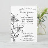 シンプル白黒フローラ 招待状 (スタンド正面)