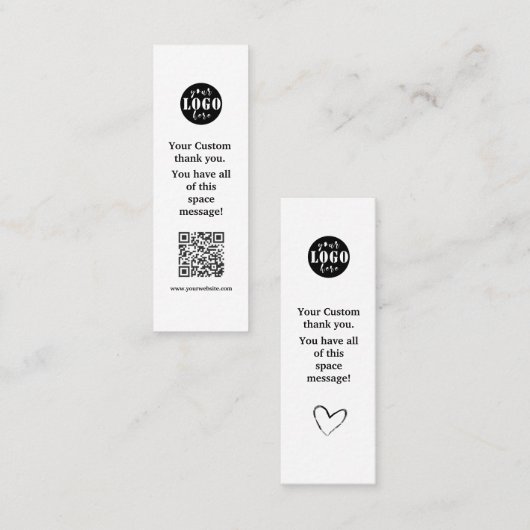 シンプル白黒ブックマークカード スキニー名刺 (正面/裏面)