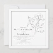 シンプル白黒ブライダルシャワーフローラ 招待状 (正面)