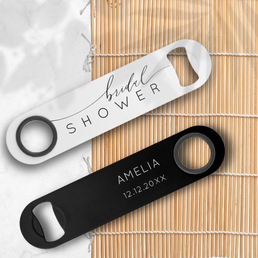 シンプル白黒ブライダルシャワー スピード栓抜き