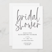 シンプル白黒ブライダルシャワー 招待状 (正面/裏面)