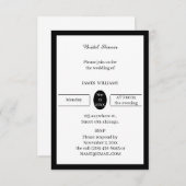 シンプル白黒ブライダルシャワー 招待状 (正面/裏面)