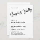 シンプル白黒ブランチ&バブリータイポグラフィ 招待状 (正面/裏面)