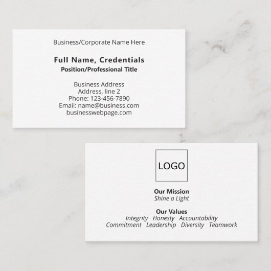 シンプル白黒ブランドのビジネス企業のロゴ 名刺 (正面/裏面)