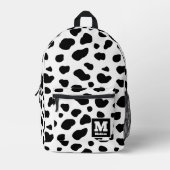 シンプル白黒プリントモノグラム名 プリントバックパック (正面)