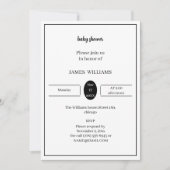 シンプル白黒ベビーシャワーパーソナライズされた 招待状 (正面)