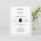 シンプル白黒ベビーシャワーパーソナライズされた 招待状 (スタンド正面)