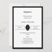 シンプル白黒ベビーシャワーパーソナライズされた 招待状 (正面)