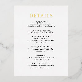 シンプル白黒ホイルはっきりした結婚RSVP 箔招待状ポストカード