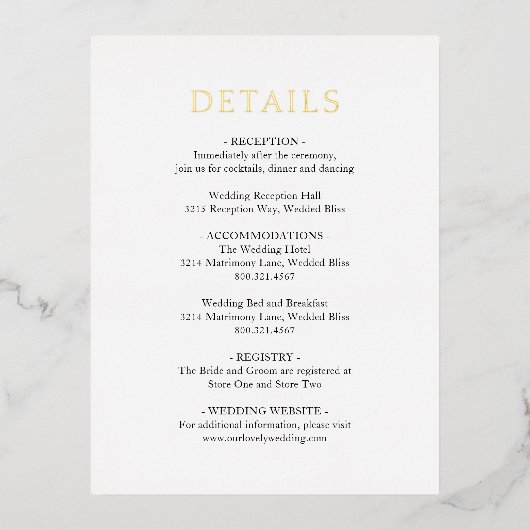 シンプル白黒ホイルはっきりした結婚RSVP 箔招待状ポストカード (正面)