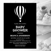 シンプル白黒ホットエアバルーン赤ちゃんシャワー 招待状