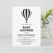 シンプル白黒ホットエアバルーン赤ちゃんシャワー 招待状 (スタンド正面)
