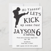 シンプル白黒ボーイー空手バースデー招待状 招待状 (正面)