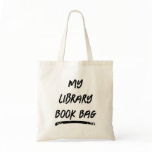 シンプル白黒マイライブラリブックバッグ