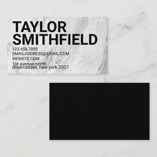 シンプル白黒マーブルプロフェッショナルビジネス 名刺 (正面/裏面)