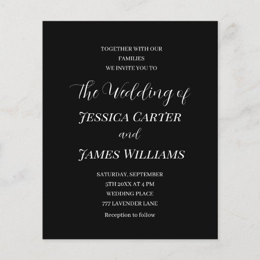 シンプル白黒ミニマエレガントリス結婚ト (正面)