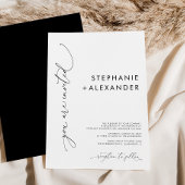 シンプル白黒ミニマモダンリス結婚ト 招待状