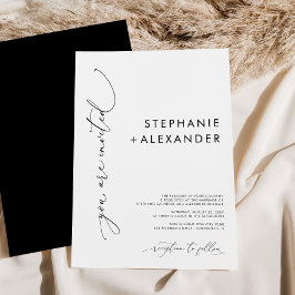 シンプル白黒ミニマモダンリス結婚ト 招待状