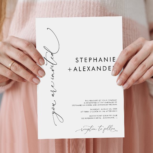 シンプル白黒ミニマモダンリス結婚ト 招待状