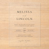 シンプル白黒ミニマリストのスクリプ結婚ト アクリル招待状 (正面)