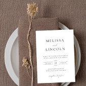 シンプル白黒ミニマリストのスクリプ結婚ト 招待状