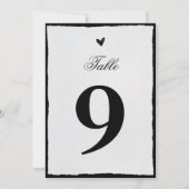 シンプル白黒ミニマリストのテーブル番号 招待状 (正面)