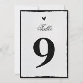 シンプル白黒ミニマリストのテーブル番号 招待状 (裏面)