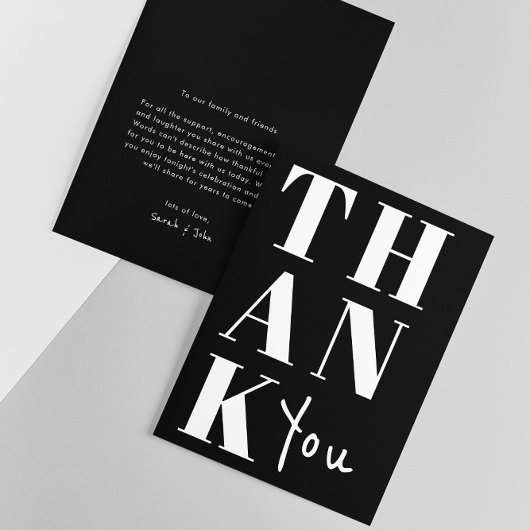 シンプル白黒ミニマルはっきりしたリス結婚ト サンキューカード