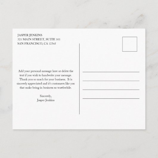 シンプル白黒ミニマルモダン ポストカード (裏面)