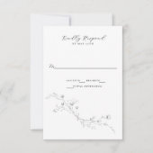 シンプル白黒ミニマル素朴フローラ 出欠カード (正面)