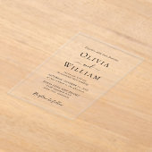 シンプル白黒ミニマル結婚リスト アクリル招待状 (レイダウン)