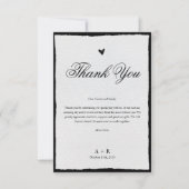 シンプル白黒ミニマル結婚リスト サンキューカード (正面)