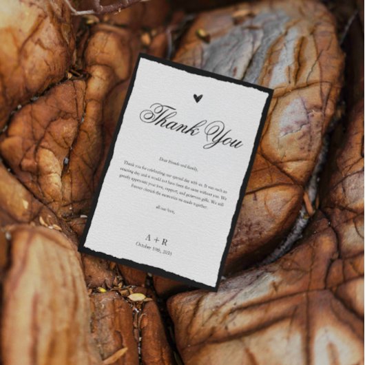 シンプル白黒ミニマル結婚リスト サンキューカード