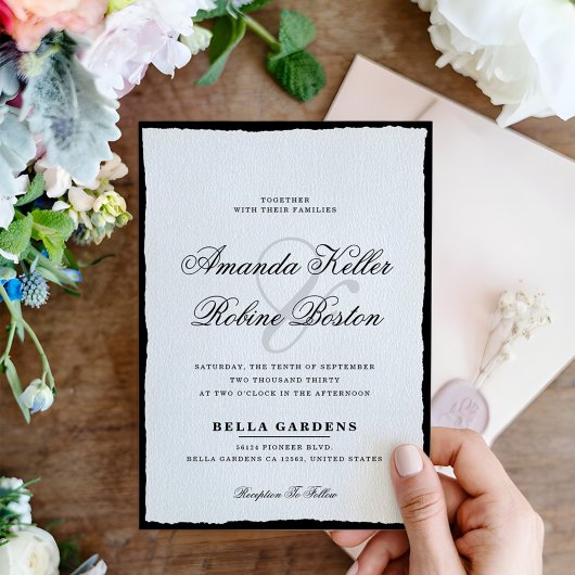 シンプル白黒ミニマル結婚リスト 招待状