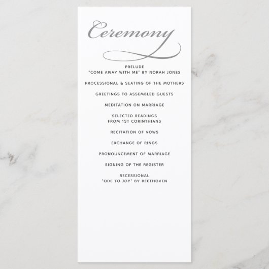 シンプル白黒ミニマル結婚式 プログラム (正面)