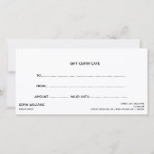 シンプル白黒ミニマル証明書ギフトカード (裏面)