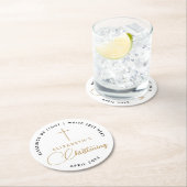 シンプル白黒ミニマル金ゴールドクロス《キリスト教》洗礼式や命名式 ラウンドペーパーコースター (インサイチュ)