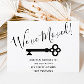 シンプル白黒ミニマル鍵移動告知 案内ポストカード