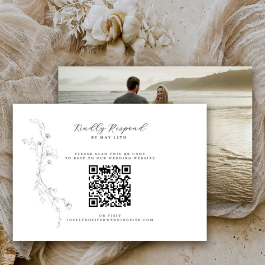 シンプル白黒ミニマルQRコード写真 出欠カード