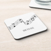 シンプル白黒ミュージックノート名前をカスタムする コースター (左側)